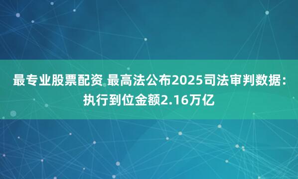 最专业股票配资 最高法公布2025司法审判数据：执行到位金额2.16万亿